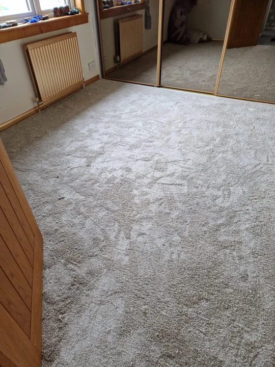 Neutral bedroom carpet following a completed flooring installation